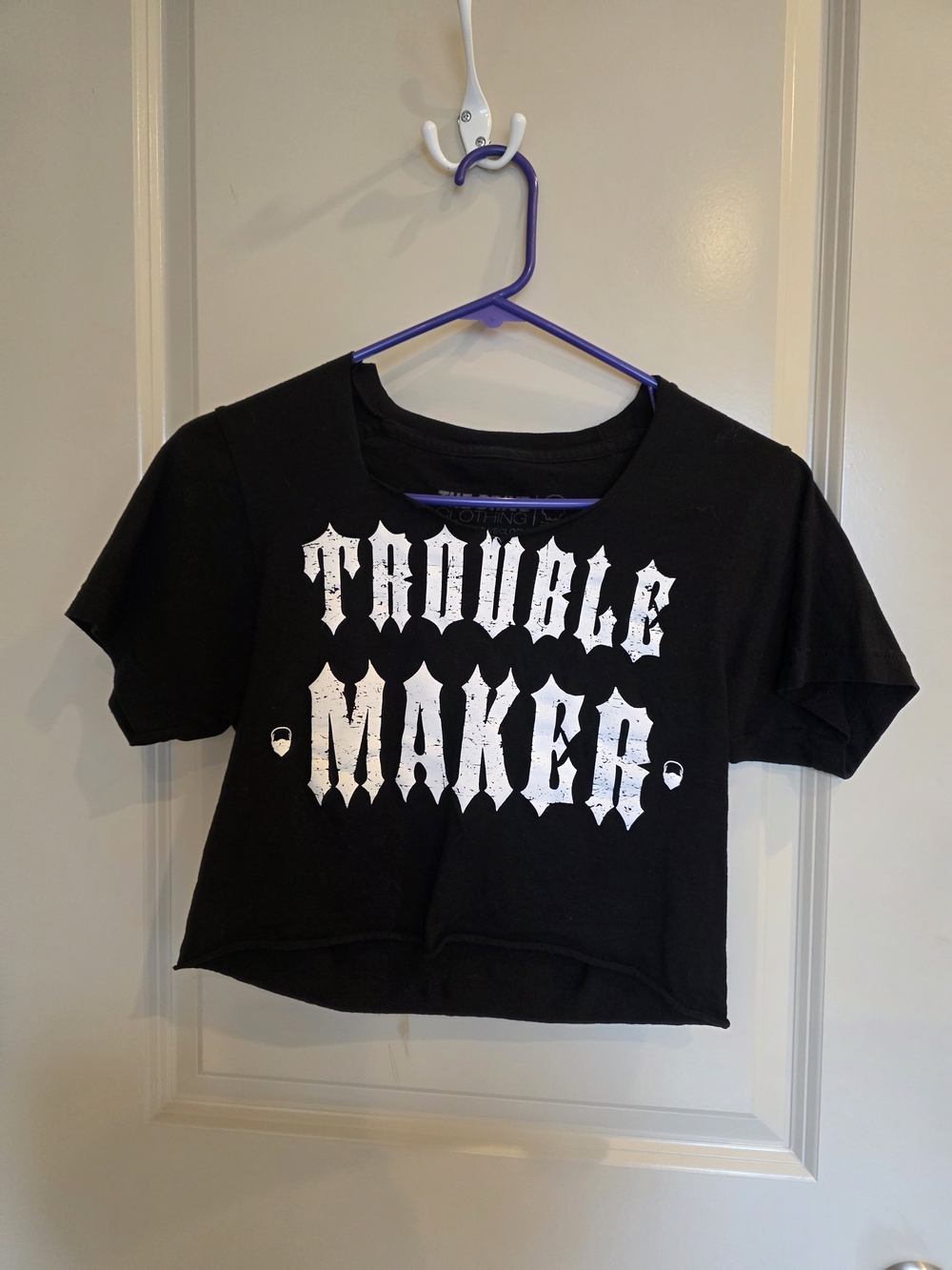 Trouble Maker Black Graphic Crop Tee